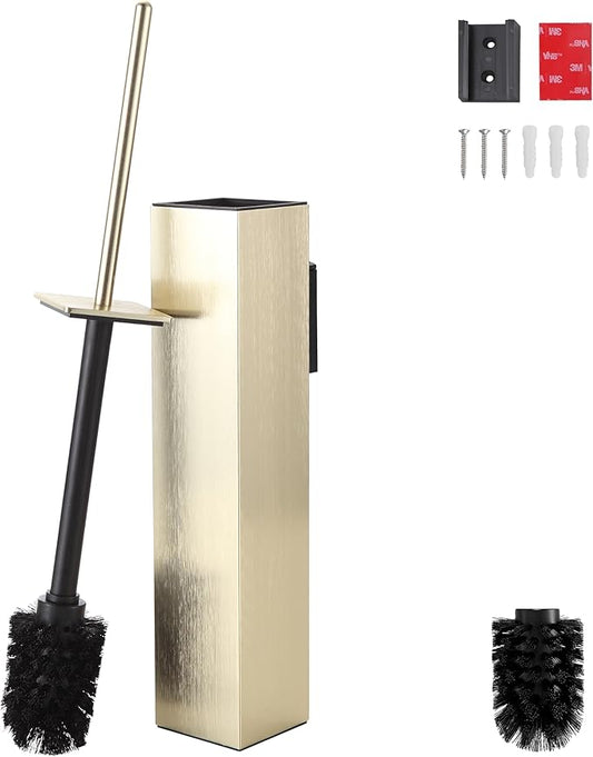 Brushed Gold Toilet Brush with Holder,Durable Cleaning Toilet Bowl Brushes with Holders