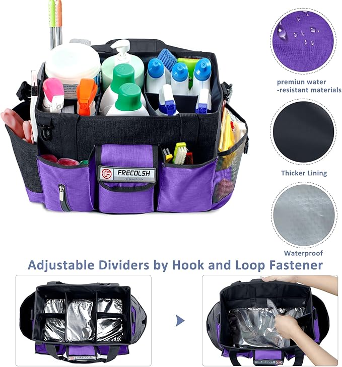 Cleaning Caddy for Cleaning Suppliers Organizer with Pockets for House Cleaning Essentials, Cleaning Organizer, Wearable Cleaing Bag Tote, Storage Caddy for Housekeeping