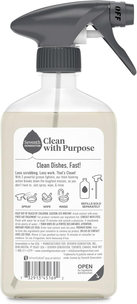 Seventh Generation Foaming Dish Spray, Power+ Mandarin Orange, 3 Powerful Grease Fighters, 16 Fl Oz