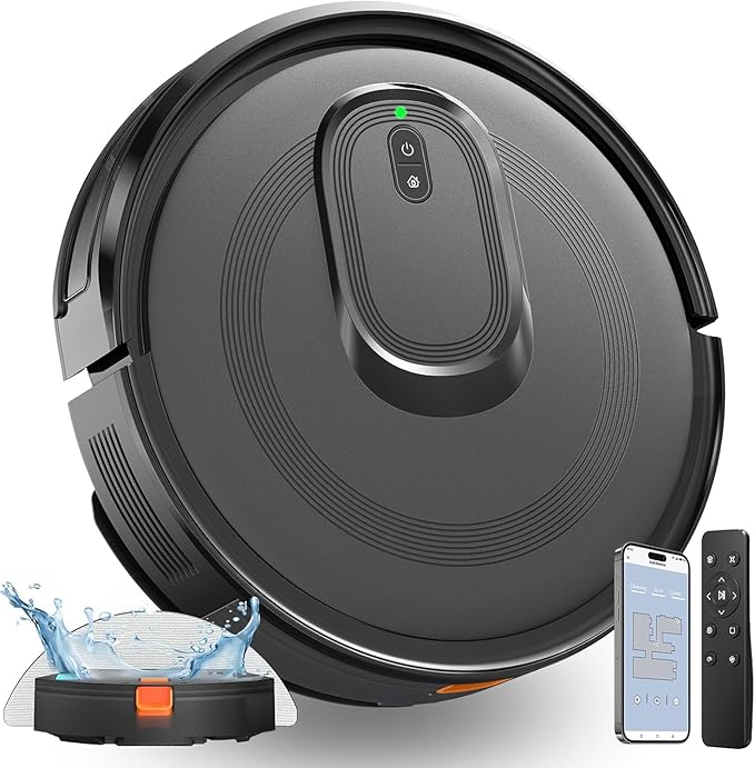 Robot Vacuum and Mop Combo, 2 in 1 Mopping Robot Vacuum Cleaner, 4200Pa Powerful Suction, Multi-Surface Cleaning, Obstacle Avoidance, Self-Charging, Easy to use, App & Voice Control, Works with Alexa