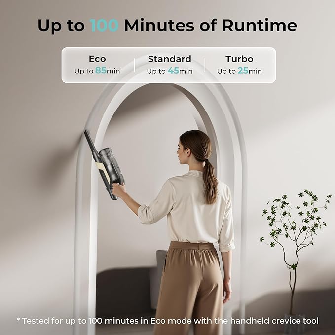 Candy Cordless Stick Vacuum, 650W/250AW Powerful Suction, 100min Runtime, Flexi-Fold Tube, Floor Direction Sensing, LED Headlights, Stick & Handheld Vacuum for Hard Floor, Carpet & Pet Hair, CVS60