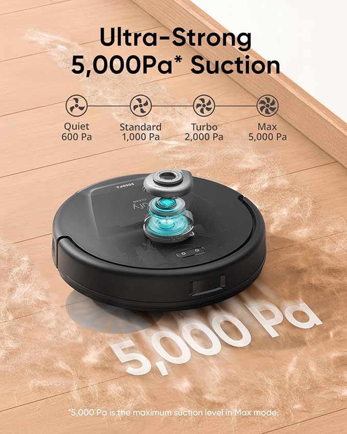 eufy Certified Like-New L60 Robot Vacuum, Ultra Strong 5,000 Pa Suction, iPath Laser Navigation, for Deep Floor Cleaning, Ideal for Hair, Hard Floors (Renewed)