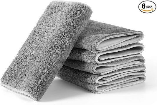 MAYSHINE 6 Pack Microfiber Head Flip Mop Refill Washable Pads Cleaning Replacement for Wet Mop and Dry Dust Mop, Machine Washable, 15.4 X 8.8 Inches, All Surface Cleaning