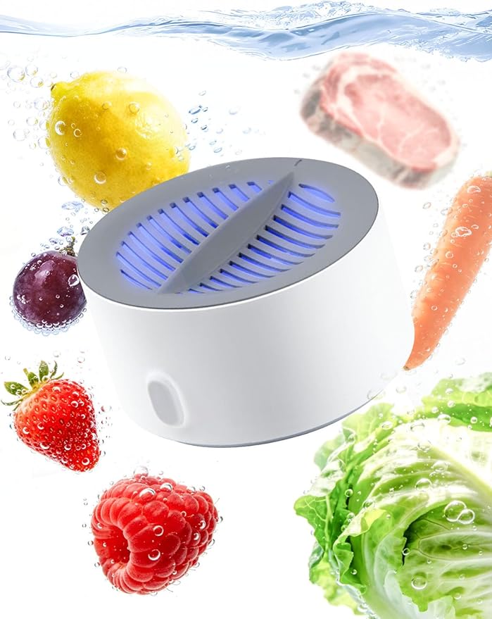 puriproduce Fruit and Vegetable Washing Machine, 3-Minute Clean, Ipx7 Waterproof, Electrolysis Purifier Technology, Magnetic Charging, Portable Food Purifier for Veggies, Fruit, Seafood & Meat (1PCS)