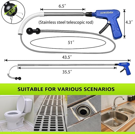 Toilet Drain Cleaner & Drain Snake - Toilet Drainage, Equipped with Flexible Grabbing Claw, Special Tool for Quick Cleaning, Reusable Bathroom Drain Cleaner, Prevents Damage to Inner Walls