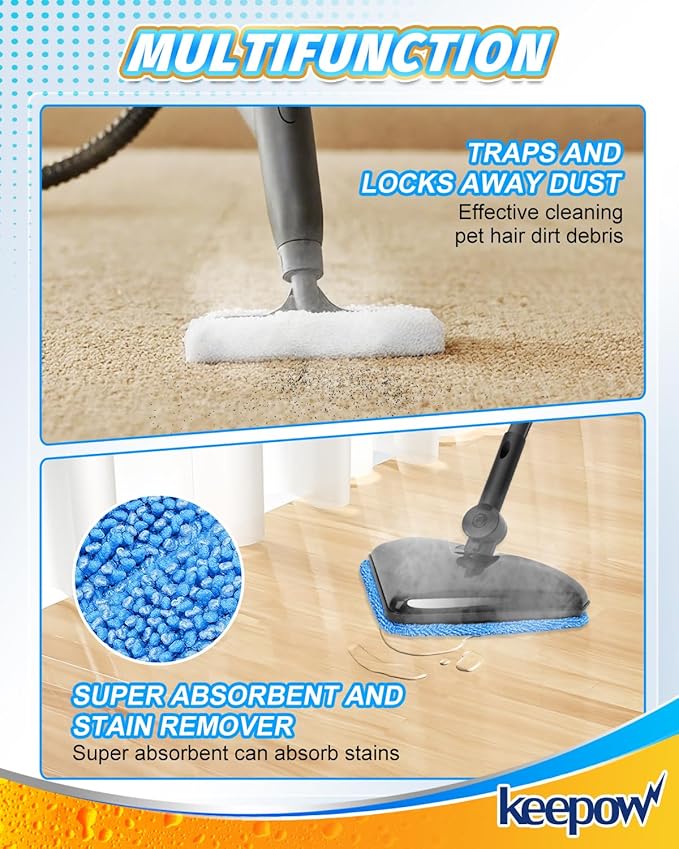KEEPOW Steam Mop Pads Compatible with Wagner Steamer 905e, 915e and 925e, Steam Cleaner Pads Replacement with Microfiber Cloths for Handheld Steam Cleaner 4+6 Pack (Mop is Not Included)