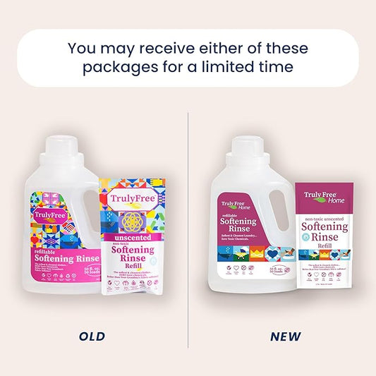 Truly Free Natural Fabric Softener | Plant-Based | Non-Toxic for Babies & Kids Sensitive Skin | Unscented Eco-Friendly Fabric Softener Conditioner | Safe, Gentle & Chemical-Free
