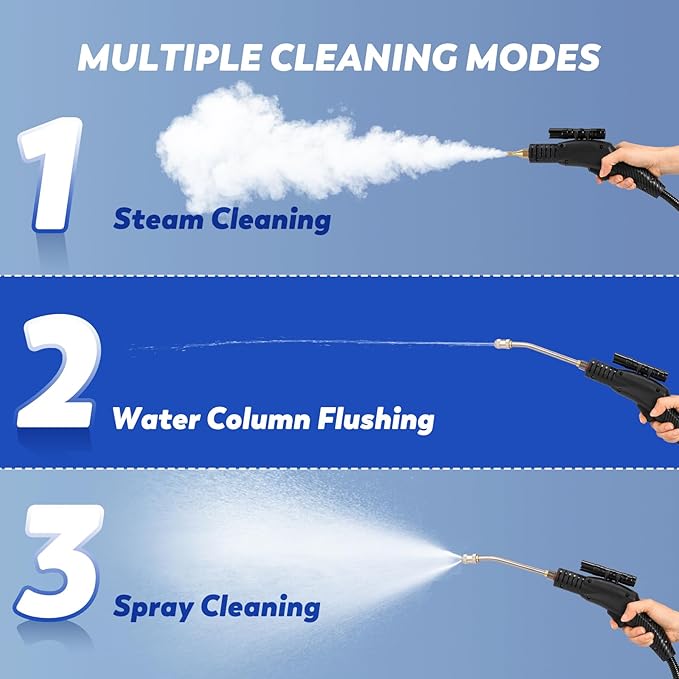 Moongiantgo Handheld Steam Cleaner, 1700W High Pressure Steamer for Cleaning, Chemical-Free Cleaning Machine for Home Use Bathroom Grout Tile Kitchen Grease Floor Gaps Auto Car Detailing (A)