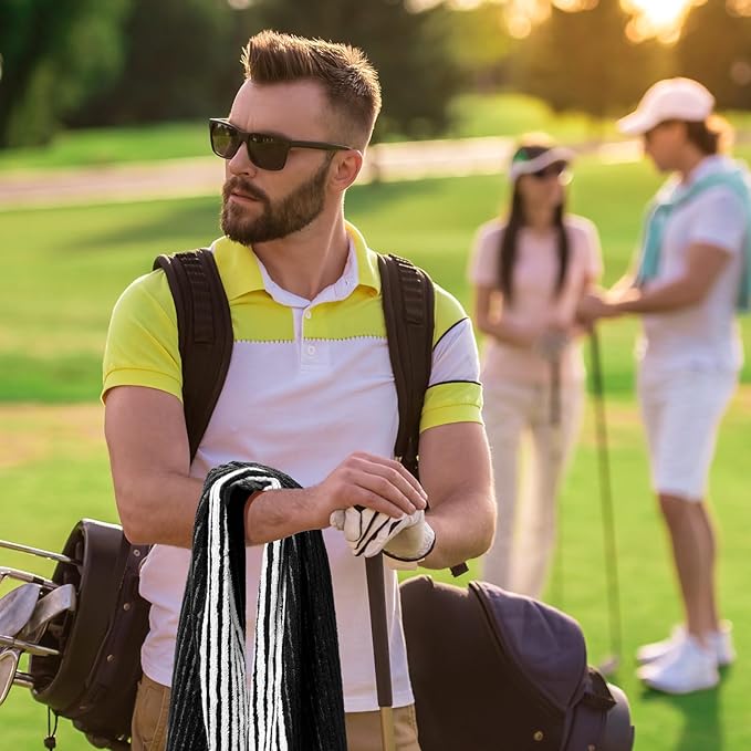 Buryeah Golf Towel 22 x 44 Inch Cotton Golf Caddy Towel Camping Large for Caddies Golfers Tour Players Club with Stripe