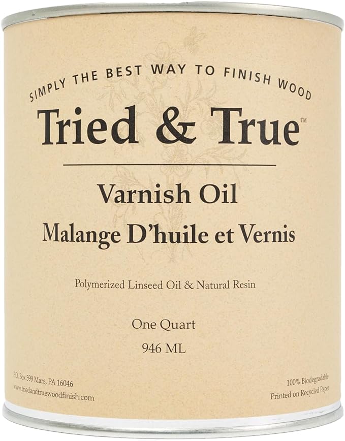 Tried & True Superior Varnish Oil Wood Finish, Quart - Natural Pine Resin & Linseed Oil, Ideal for Interior Furniture, Tables, Countertops - Non-Toxic, Scratch Resistant & Durable