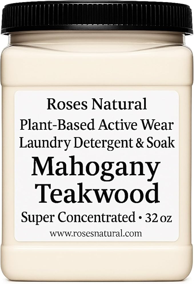 Mahogany Teakwood Active Wear Laundry Detergent & Soak – Deep-Cleaning Plant-Based Laundry Powder for Gym & Activewear, Powered by Enzymes, Made in the USA