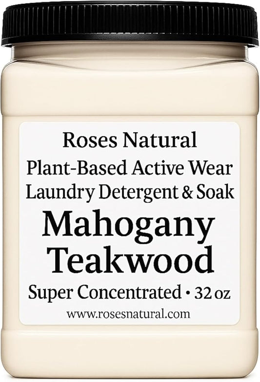 Mahogany Teakwood Active Wear Laundry Detergent & Soak – Deep-Cleaning Plant-Based Laundry Powder for Gym & Activewear, Powered by Enzymes, Made in the USA