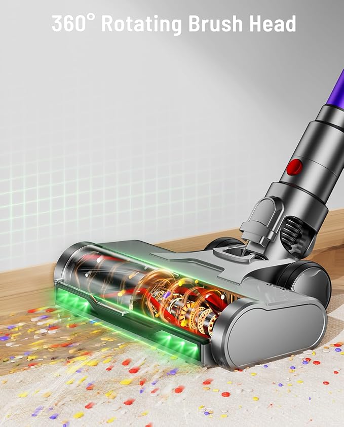 Cordless Vacuum Cleaner, 55KPA 70Min 650W Motor Powerful Vacuum Cleaners for Home, Self-Stand Cordless Stick Vacuum Rechargeable Anti-Tangle/LED Screen/1.8L Cup for Home Pet Hair/Carpet/Hardwood Floor