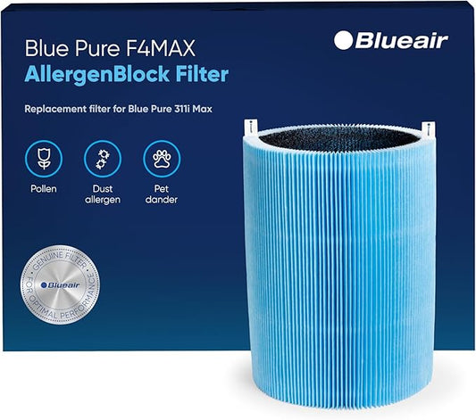 BLUEAIR Blue Pure 411 Max Series AllergenBlock Filter, Genuine Replacement Blueair Filter, Allergies Pollen Dust Pet Dander,411 Max Series Filter Fits Blue Pure 411i Max and Blue 411a Max Air Purifier