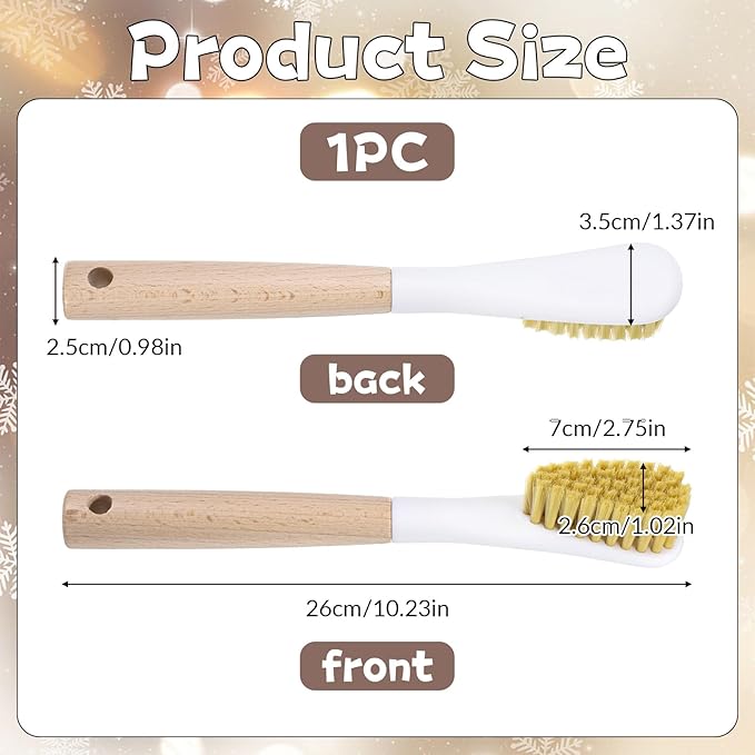 Wood Laundry Stain Brush with Soft Bristle, Stain Remover Brushes with Long Handle for Cleaning Shoes Clothes Fabric, Protable Laundry Scrub Brush for Stains on Clothes(Natural)