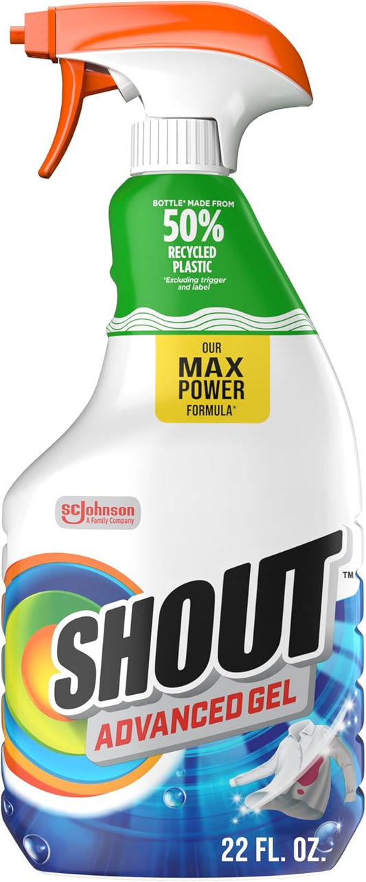 Shout Advanced Laundry Stain Remover Gel for Clothes Laundry, Breaks down stubborn, dried-in, and tough stains, 22oz Spray (Packaging May Vary)