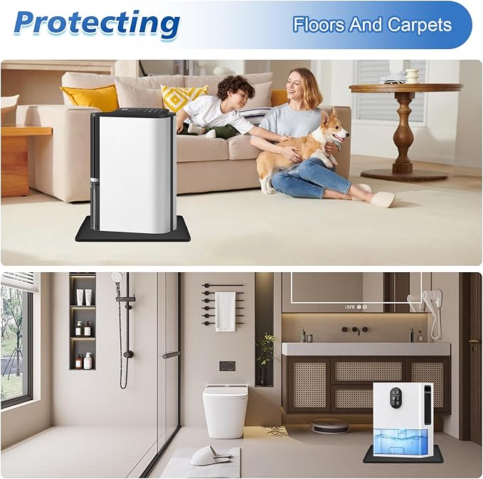 Dehumidifier Drip Pan, 18''x15'' Humidifier Drip Pan, Prevent Water Leakage and Protect Floor & Carpet, Non-Slip & Leak-Proof Silicone Mat with Raised Edge, for Under Dehumidifier and Humidifier Mat
