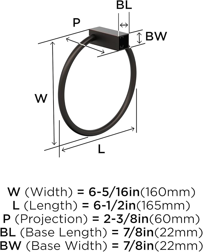 Amerock BH36082ORB | Oil Rubbed Bronze Towel Bar | 6-1/2 in (165 mm) Length Towel Holder | Monument | Hand Towel Holder for Bathroom Wall | Small Kitchen Towel Holder | Bath Accessories