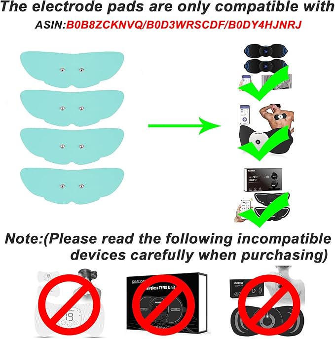 Tens Unit Wireless Electrode Pads 4 Pack, with Standard 3.5mm Snap-in Connector Tens Unit Replacement Pads, Reusable Self Adhesive Electrodes, Non-Irritating Design (Blue)