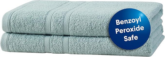 CLOROX Bleach Friendly Towels, Quick Dry, 100% Cotton Bath Towels (30" x 52"), Highly Absorbent Soft Lightweight, Ideal for Everyday Use, Easy to Wash (2 Pack, Mineral Blue)