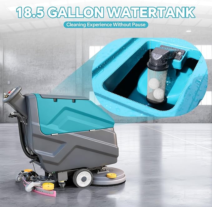 C7 Walk Behind Commercial Floor Scrubber Machine, 22" Cleaning Width, 31.5" Suction Width, 18.5 Gallon Solution Tank, 15.9 Gallon Recovery Tank, 32000 Sqft/h, Complete Set of Parts