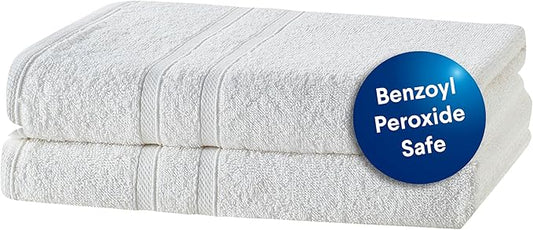 CLOROX Bleach Friendly Towels, Quick Dry, 100% Cotton Bath Towels (30" x 52"), Highly Absorbent Soft Lightweight, Ideal for Everyday Use, Easy to Wash(2 Pack, White)