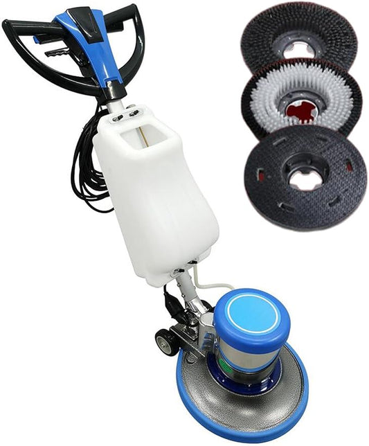 Commercial Floor Cleaning Machine 17" Floor Cleaner and Polisher Industrial Ground Scrubber Buffer Heavy Duty Carpet Cleaner with Three Brushes for Ground Cleaing, 110V