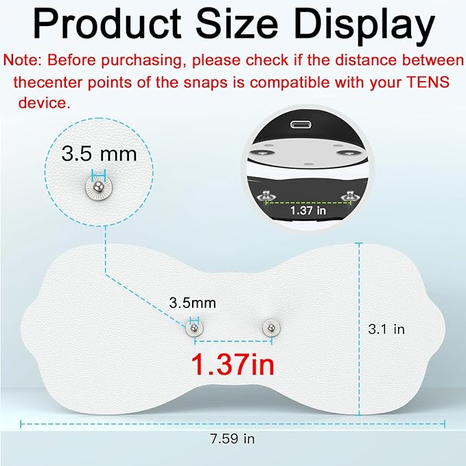 Tens Unit Wireless Electrode Pads, Replacement Electrode Pads with Standard 3.5mm Snap-on Connectors(4PCS/Set) (White)