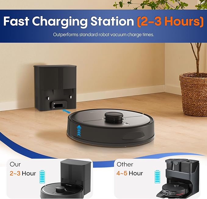 Robot Vacuum and Mop Combo, 5000Pa Powerful Suction, Advanced Smart Mapping, Ideal for Pet Hair, Dust