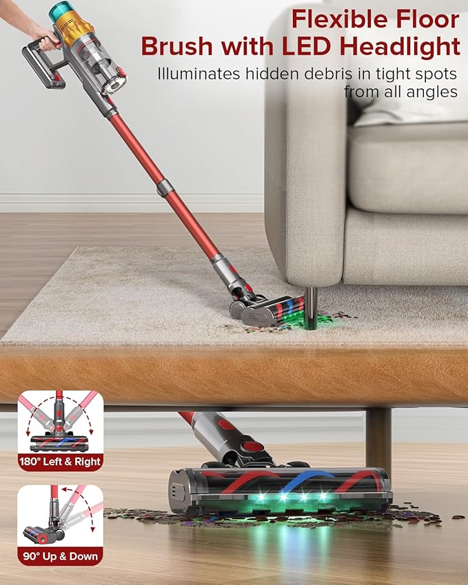 S8 Cordless Vacuum Cleaner, 600W 48Kpa Up to 65mins Stick Vacuum Rechargeable, Wireless Lightweight Handheld Vacuum Cleaners for Home Pet Hair Carpet Hardwood Floor Car
