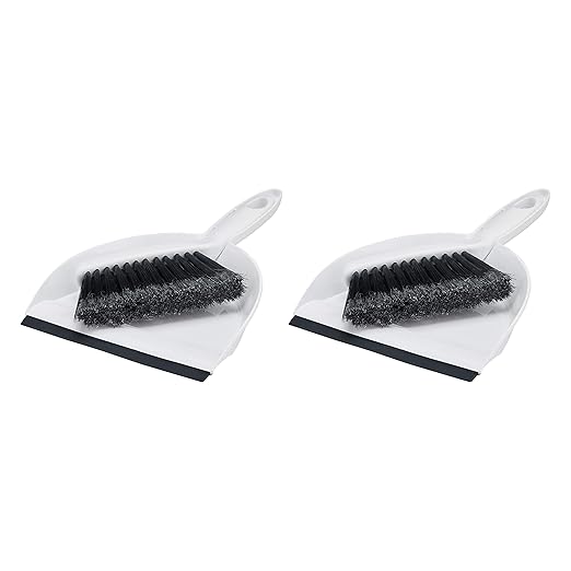 Amazon Basics Mini Brush and Dustpan Set, Pack of 2, Gray