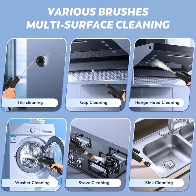 Moongiantgo Handheld Steam Cleaner, 1700W High Pressure Steamer for Cleaning, Chemical-Free Cleaning Machine for Home Use Bathroom Grout Tile Kitchen Grease Floor Gaps Auto Car Detailing (A)