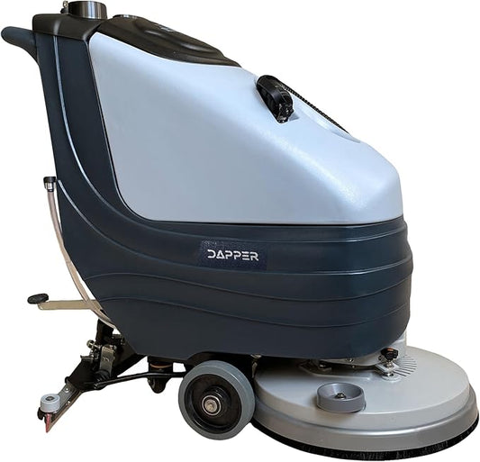 Battery Powered Walk Behind Floor and Carpet Scrubber Buffer Polisher, 19" Brush, 30" Squeegee Width, 13.5 gal Tank, Dual Brushes (Hard & Soft) and 3 Scouring Pads, 220 RPM