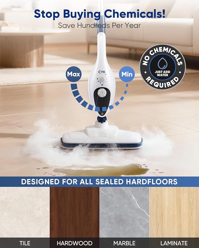 CYK Steam Mops for Floor Cleaning, 12 in 1 Handheld Steam Cleaner for Home, Floor Steamer for Hardwood Floors and Tile