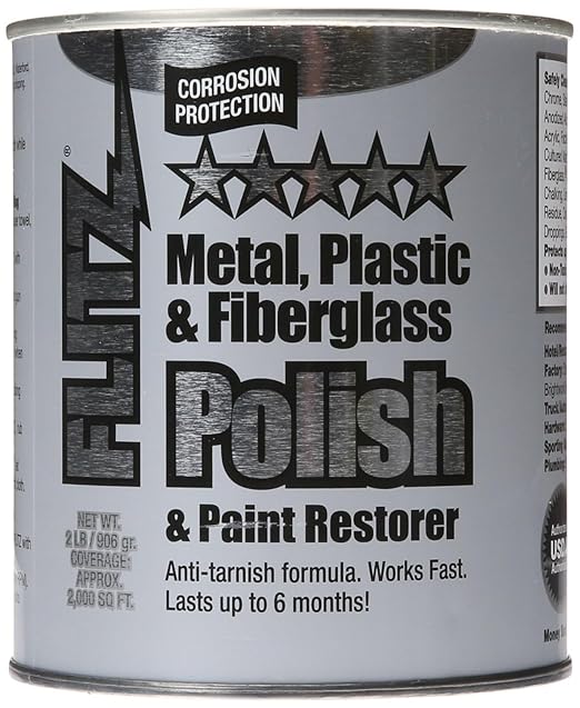 Flitz Multi-Purpose Metal Polish Paste - 2lb Can of USA-Made Chrome Polish - Works on Stainless Steel, Aluminum, Plastic, Jewelry and Cars - Non-Abrasive Cleaner & Rust Remover (3 Pack)