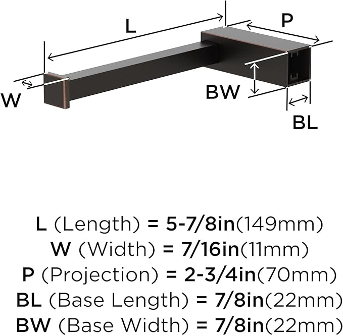 Amerock BH36081ORB | Oil Rubbed Bronze Single Post Toilet Paper Holder | 5-7/8 in. (149 mm) Length Toilet Tissue Holder | Monument | Bath Tissue Holder | Bathroom Hardware | Bath Accessories