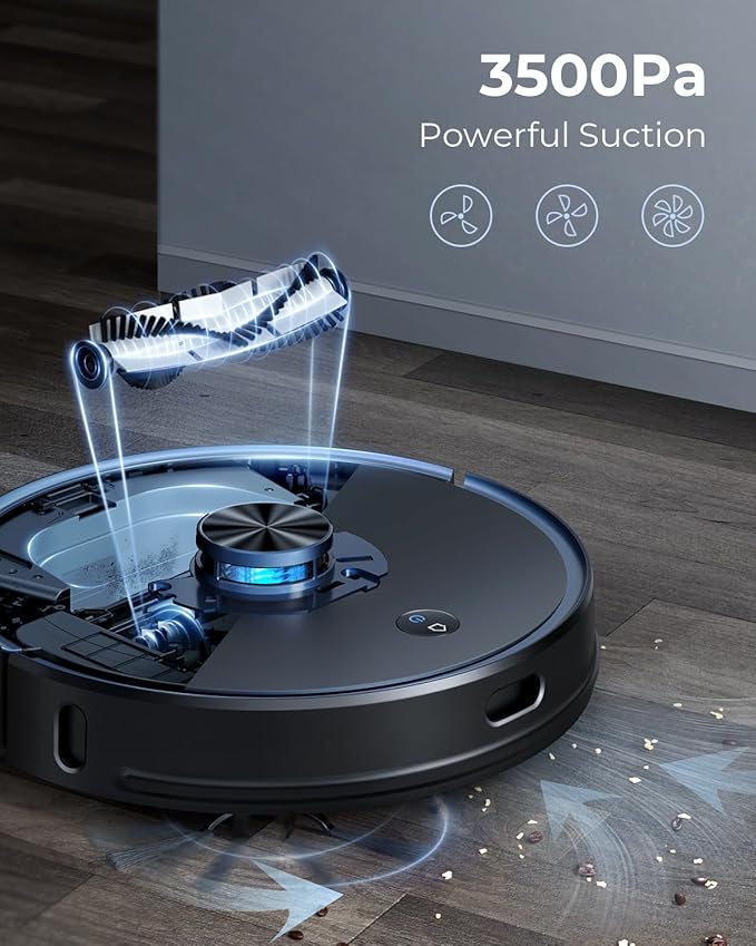 Robot Vacuum and Mop Combo, 3500Pa Robotic Vacuum with 3.5L Self Emptying Station, 250 mins Runtime, LIDAR Navigation, WiFi/APP/Alexa Control, Ideal for Pet Hair, Carpet and Hard Floor
