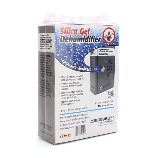 HYDROSORBENT® Gun Safe Dehumidifier Rechargeable Silica Gel 450 Gram Carton. Moisture Absorber. Reusable Desiccant Dehumidifier for Gun Safe – Made in USA Silica Gel Desiccant. 1 Unit - SG450