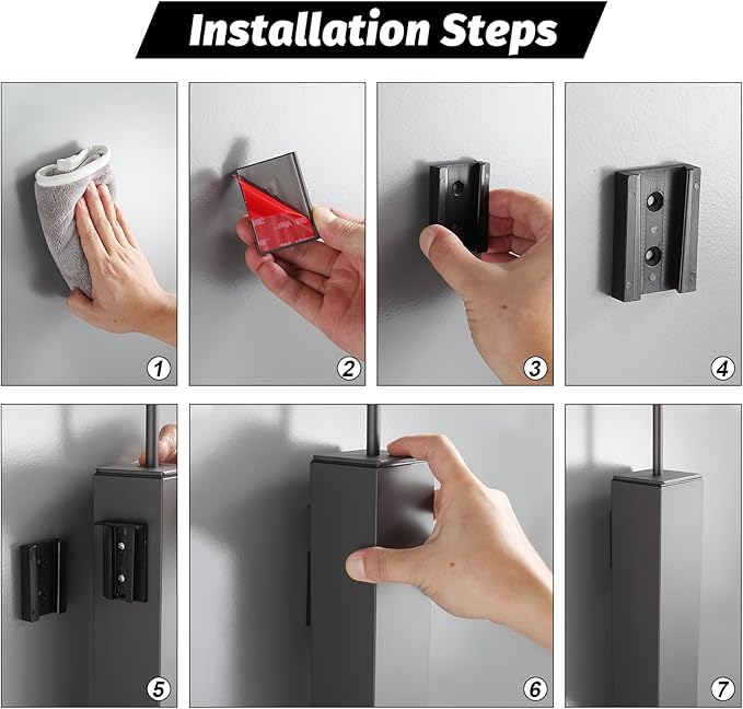 BGL Toilet Brush and Holder Set Gun Grey Wall Mounted for Bathroom Square Design