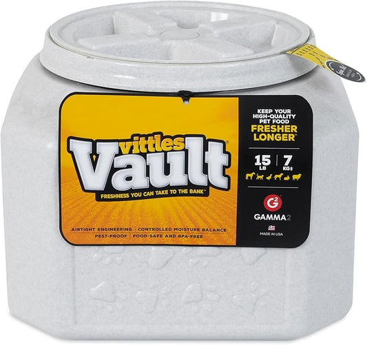 Gamma2 Vittles Vault Dog Food Storage Container with Airtight Lid, holds up to 10-15 Pounds of Dry Pet Food, Cat Kibble and Bird Feed, BPA Free, Made in USA