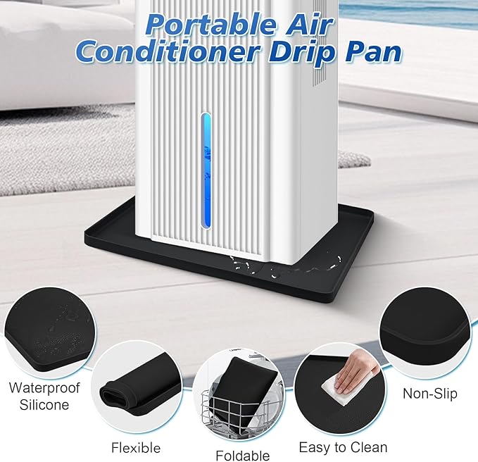 Dehumidifier Drip Pan, 18''x15'' Humidifier Drip Pan, Prevent Water Leakage and Protect Floor & Carpet, Non-Slip & Leak-Proof Silicone Mat with Raised Edge, for Under Dehumidifier and Humidifier Mat