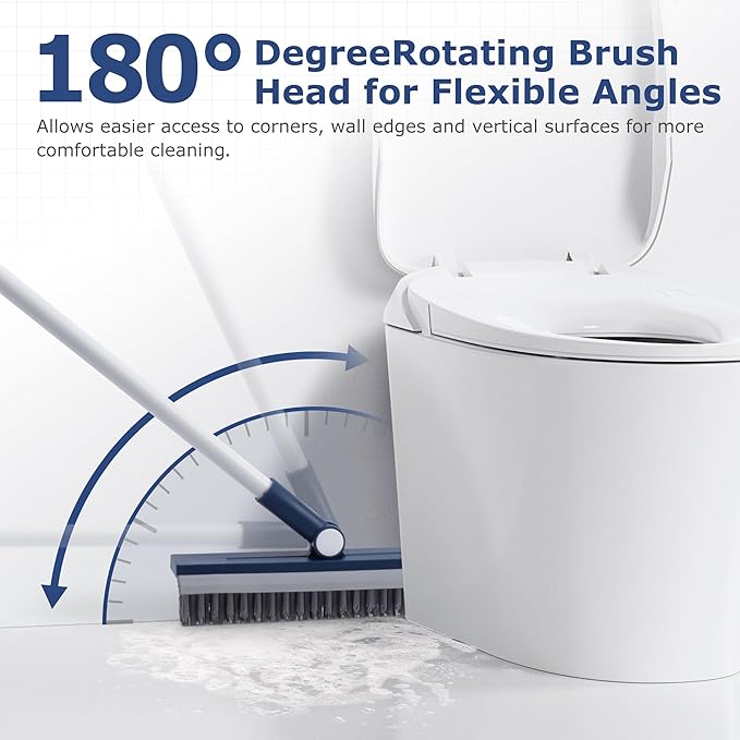 Grout Brush with Long Handle, Grout Cleaner Brush for Tile Floors, Stiff Bristles for Crevice, Tile Line, Shower, Kitchen, Bathroom