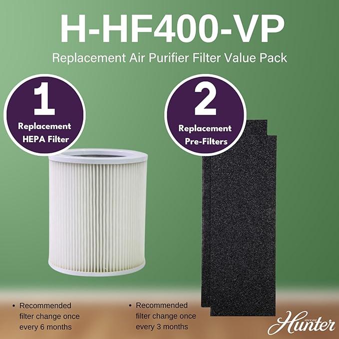 Hunter H-HF400-VP Replacement Filter Value Pack with HEPA Filter and EcoSilver Pre-Filter for HP400 Air Purifier Series