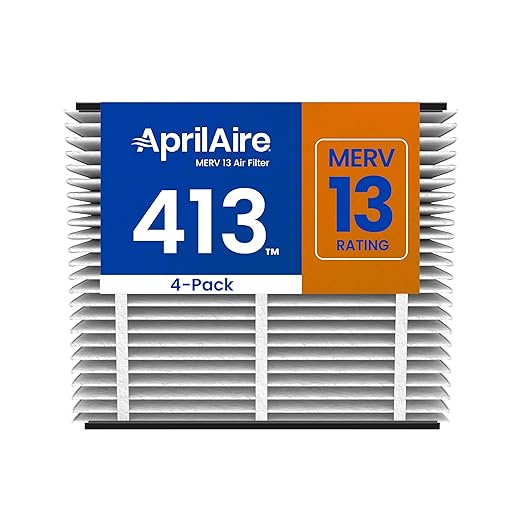 AprilAire 413 Replacement Filter for AprilAire Whole House Air Purifiers - MERV 13, Healthy Home Allergy, 16x25x4 Air Filter (Pack of 4)