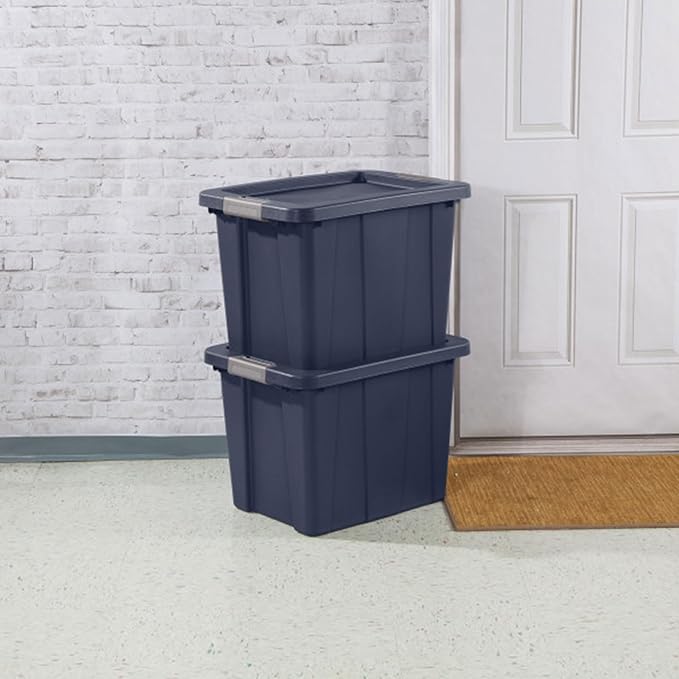 Sterilite 12-Pack Storage Bins with Lids, Heavy Duty Totes, Tuff1, 18 Gallon, Dark Indigo