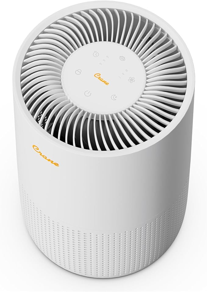 Crane True HEPA Air Purifiers for Home, Up To 300 Sq Ft, Air Purifiers For Bedroom, and Office, Removes Dust, Smoke, Pet Dander, and Allergens, Purifier HEPA with Sleep Timer, Child Lock, Aroma Tray