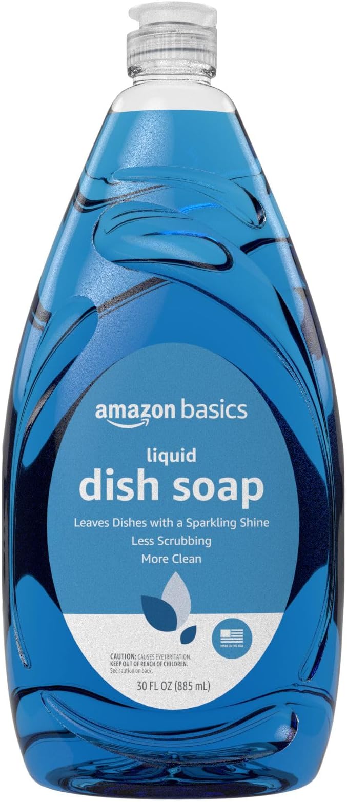 Amazon Basics Dishwashing Liquid Soap, Fresh Scent, Grease-Cutting Formula, Phosphate Free, Sparkling Clean Dishes, 30 fl oz, Pack of 4