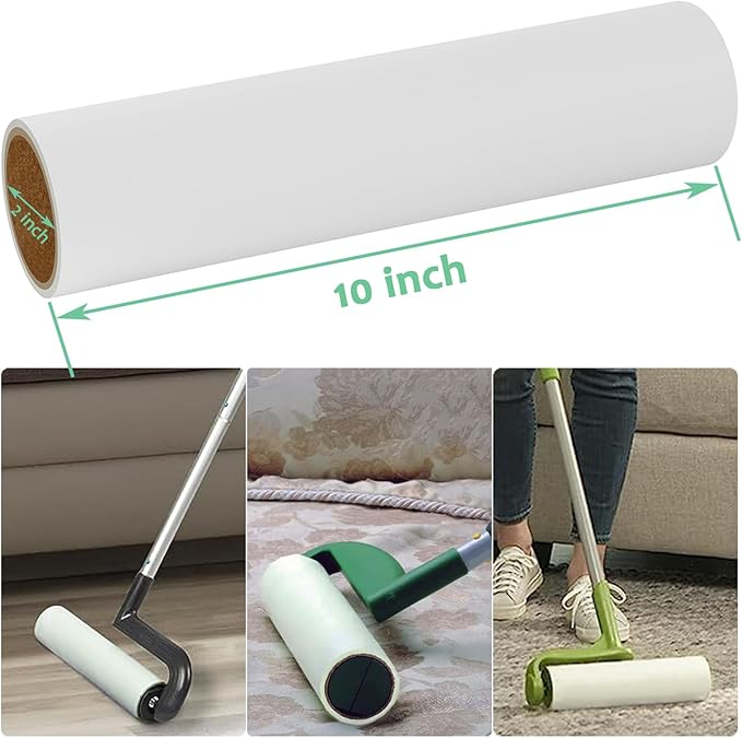 10-Pack 10 inch Lint Roller Refills for Evercare Layers Smart Design Large Mega Lint Rollers 10'' Wide Large Sticky Roller Replacement Refills 60 Sheets per Refill Total 600 Sheets