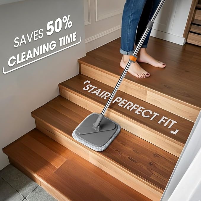 Mop and Bucket Set, Spin Mop with Separate Dirty Water System, Deep-Cleaning Mops for Floors, Versatile Mops for Walls