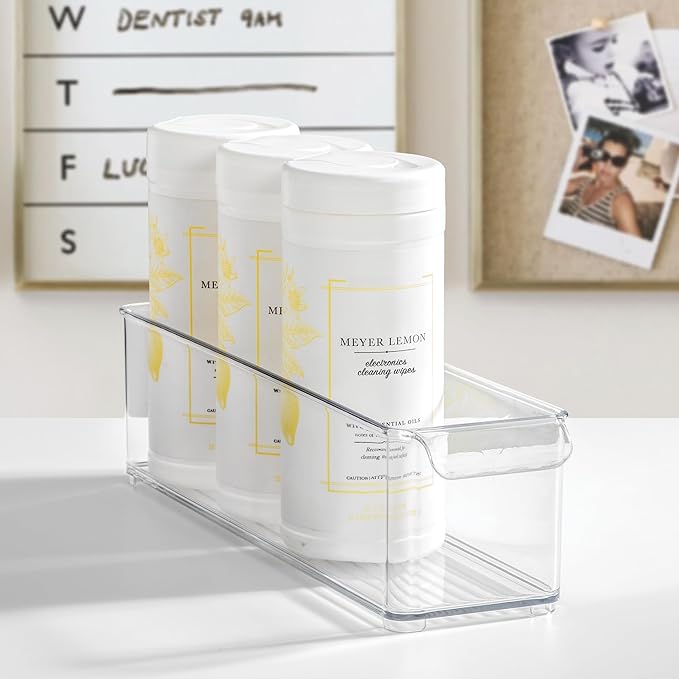 iDesign Stackable Fridge or Freezer Storage Bin with Front Handle, Set of 6, Clear, Made in the USA